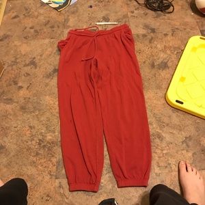 Red sweat pants